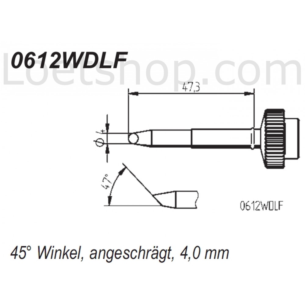 0612WDLF - Lötspitze für Tech-Tool, gerade, angeschrägt, 4mm